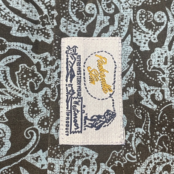 Panhandle Slim Pearl Snap Button Shirt Sawtooth Pockets Size Large Paisley Print - Picture 6 of 16